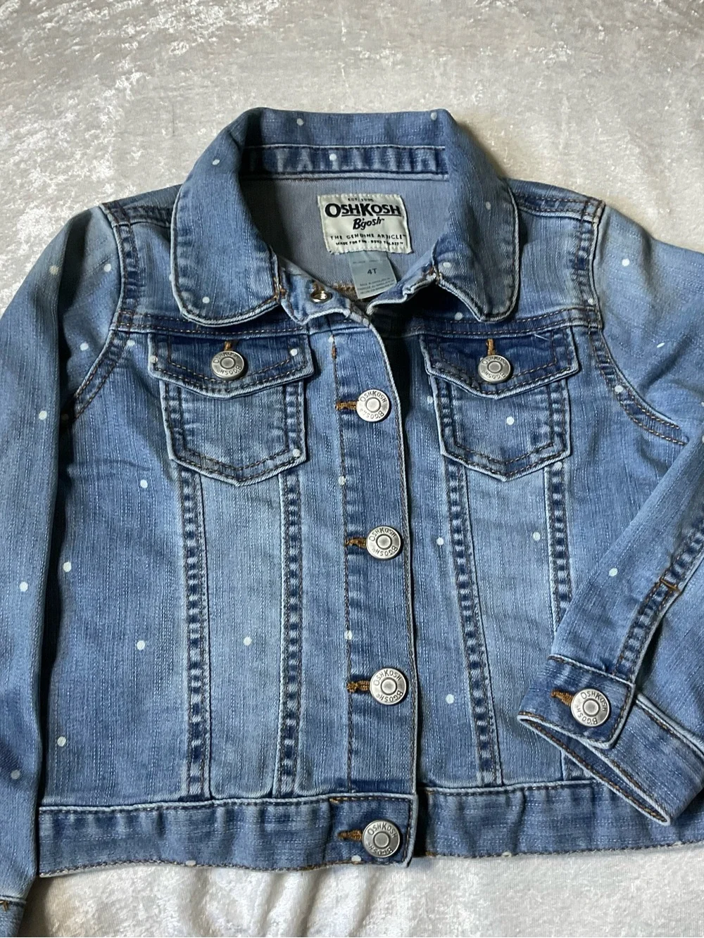 OshKosh B'gosh Light Blue Polka Dot Denim Jacket
